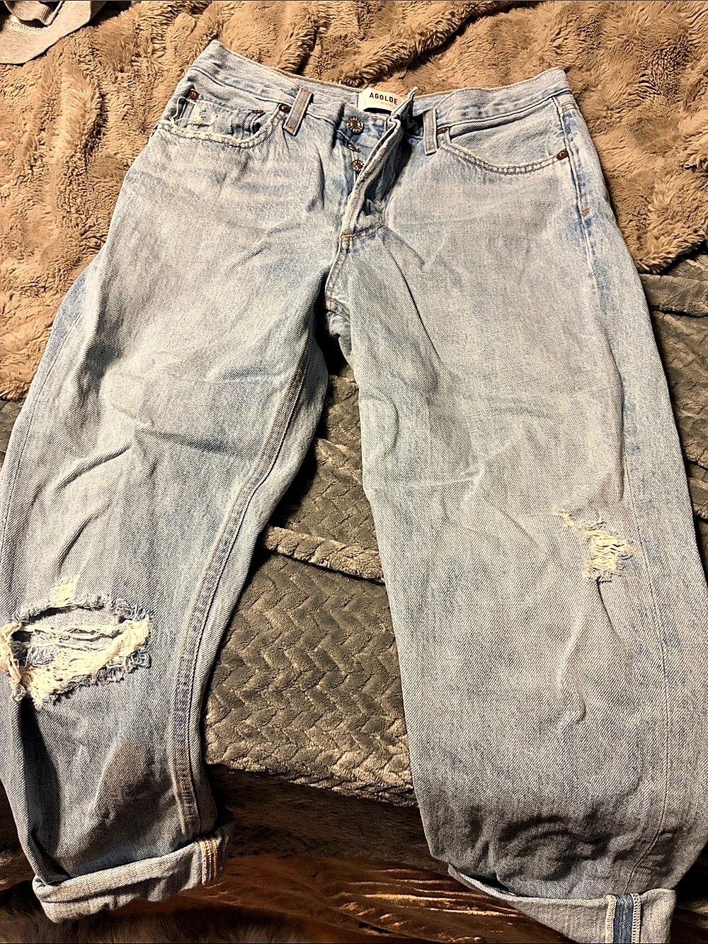 AGOLDE Low Slung Baggy Boyfriend Jeans Blue Waist 27